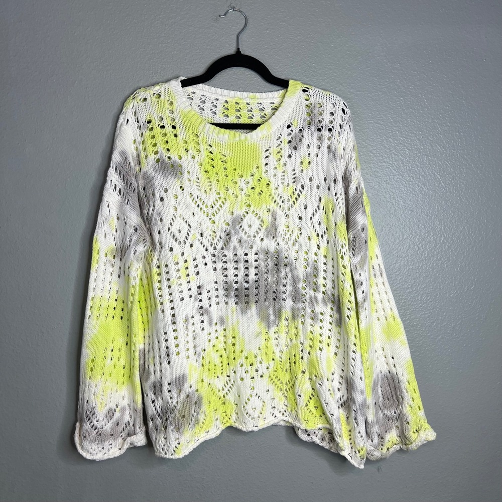 Maronie Open Knit Tie Dye Sweater Sz M Boho Festival Crochet Artsy Slouchy NEW